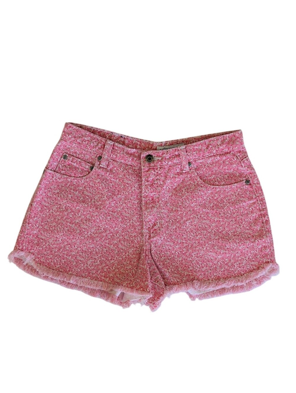 Vtg. Canyon River Blues High-Waist Floral Frayed Hem Shorts Junior 9 Pink White